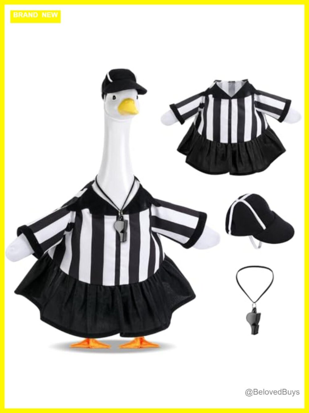 Referee Porch Goose Outfit 3 Pc Costume Dress Hat Whistle 23in Lawn Statue Decor